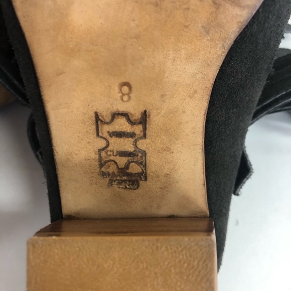 FORTRESS ON INCA HAND MADE JUANITA LEATHER FRINGE heeled Miley with clog shape - Picture 9 of 9